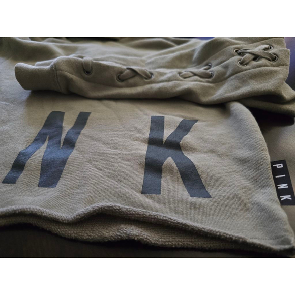 Women's PINK Victoria's Secret Olive Green Cropped Hoodie XS - Picture 8 of 8